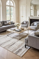 Roman Silver Sand Rug — AI styled visualisation