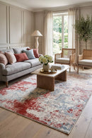 Roorkee Red Machine Washable Rug — AI styled visualisation