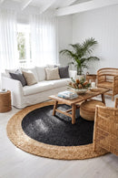 Round Jute Natural Rug Black — AI styled visualisation