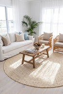 Round Jute Natural Rug Bleached — AI styled visualisation