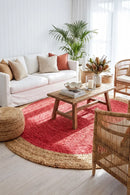 Round Jute Natural Rug Cherry — AI styled visualisation