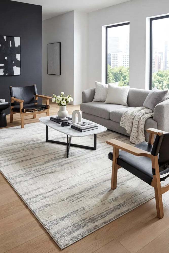 Broadway 933 Silver Rug — AI styled visualisation