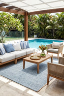 Terrace 5500 Blue Rug — styled outdoor setting