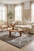 Saffron 11 Grey Rug — AI styled visualisation