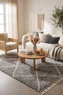 Saffron 22 Grey Rug — AI styled visualisation