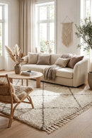 Saffron 22 Natural Rug — AI styled visualisation