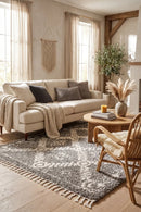 Saffron 33 Grey Rug — AI styled visualisation