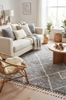 Saffron 44 Silver Rug — AI styled visualisation