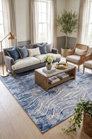 Shikhar Blue Machine Washable Rug — AI styled visualisation