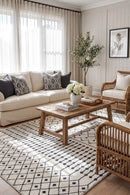 Skon Ivory Tribal Rug — AI styled visualisation