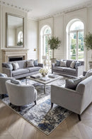 Roman Northern Sky Blue Rug — AI styled visualisation