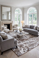 Roman Brown Land Rug — AI styled visualisation