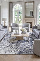Roman Oceanic Blue Rug — AI styled visualisation