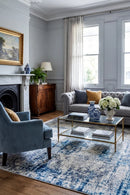 Soluna Ocean Blue Rug — AI styled visualisation