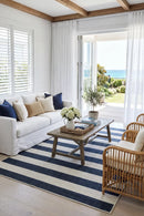 Seaside 4444 Navy White Rug — AI styled visualisation