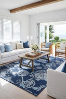 Seaside 7777 Navy Rug — AI styled visualisation