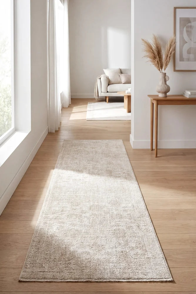 Steph And Gian Flora Husk Runner Rug — AI styled visualisation