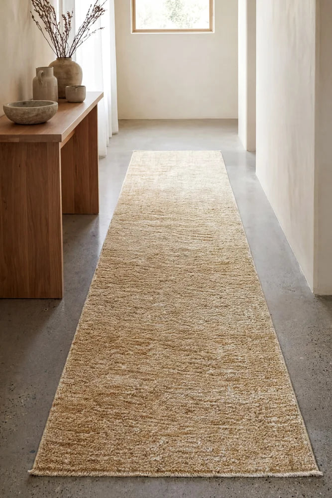 Steph And Gian Willow Wheat Runner Rug — AI styled visualisation