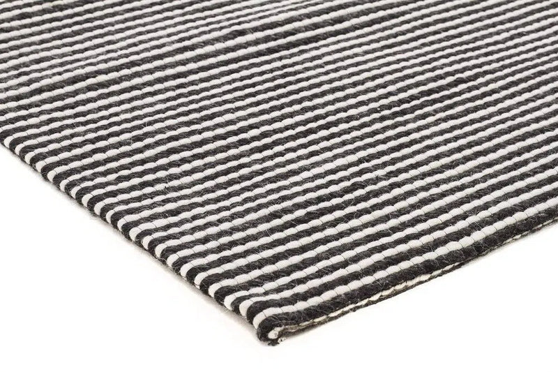 Studio-Oskar Felted Wool Striped Rug Black White