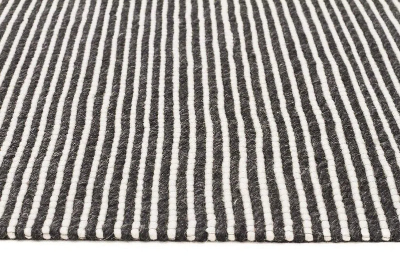 Studio-Oskar Felted Wool Striped Rug Black White