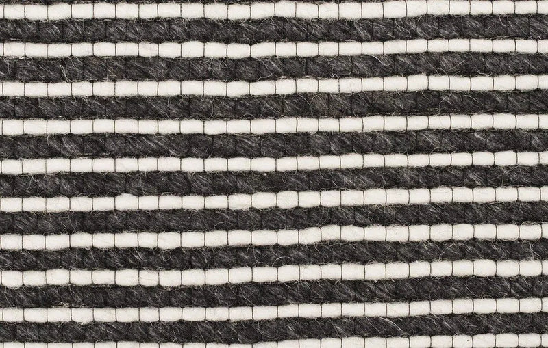 Studio-Oskar Felted Wool Striped Rug Black White