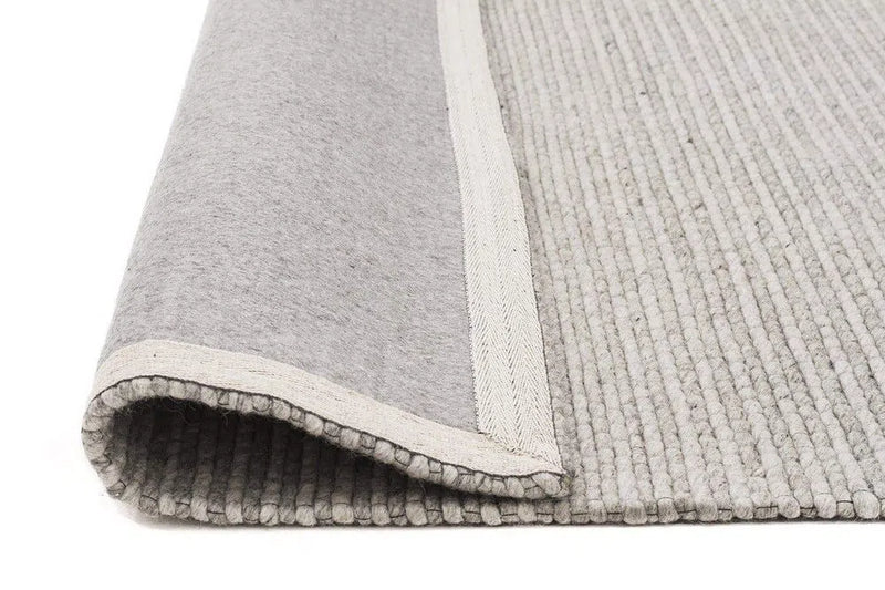 Studio-Oskar Felted Wool Striped Rug Grey