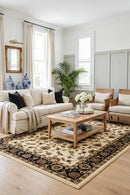 Sydney Classic Rug Ivory with Black Border — AI styled visualisation