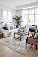 Taipei White and Grey Traditional Distressed Rug — AI styled visualisation