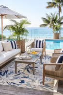Tawang Navy and Cream Indoor Outdoor Rug — AI styled visualisation