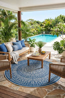 Terrazzo 39 Reversible Round Ocean Blue — AI styled visualisation