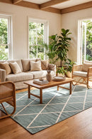 Tucson Aqua Green Outdoor Rug — styled indoor setting