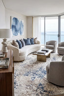 Finnegan Stone Blue Rug — AI styled visualisation