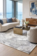 Finnegan Neutral Grey Rug — AI styled visualisation