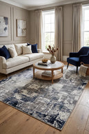 Eternal 97 Navy Grey Rug — AI styled visualisation