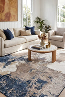Eternal 99 Navy Beige Rug — AI styled visualisation