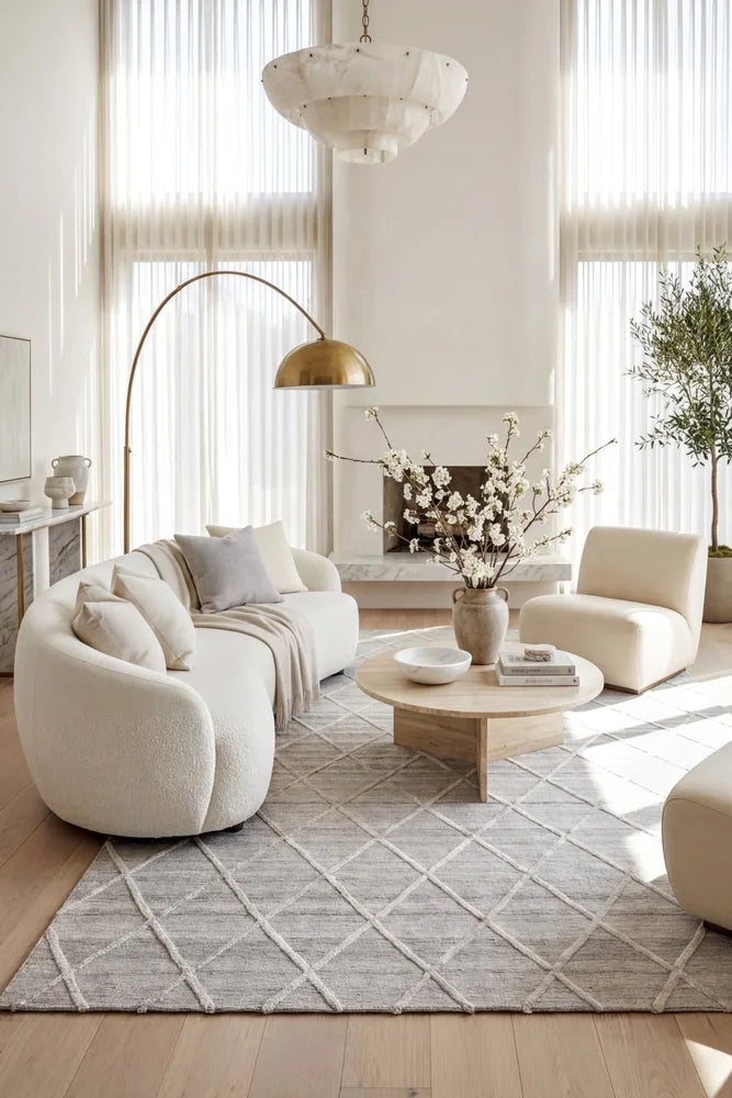 Winter Silver Styles Modern Rug — AI styled visualisation