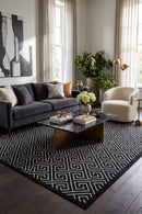 York Alice Black & Gold Rug — AI styled visualisation