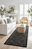 York Cindy Black & Gold Runner Rug — AI styled visualisation