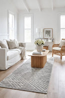 York Cindy Silver Runner Rug — AI styled visualisation