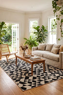 Yuma Black & Cream Outdoor Rug — styled indoor setting