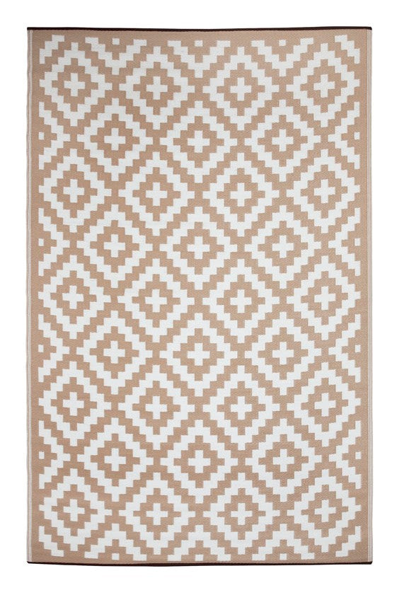 Aztec Beige & White Foldable Outdoor Rug