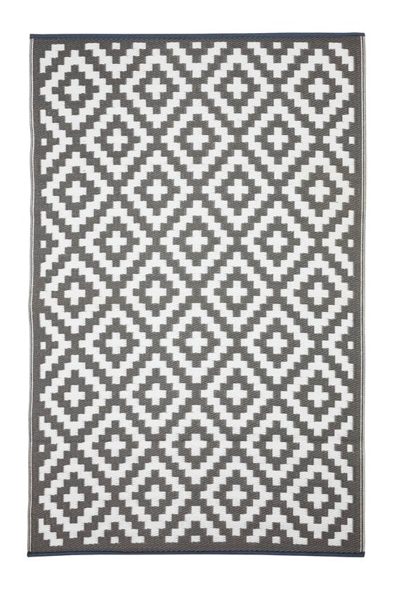 Aztec Grey & White Reversible Outdoor Rug