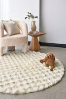 Bubble Natural Round Machine Washable Rug