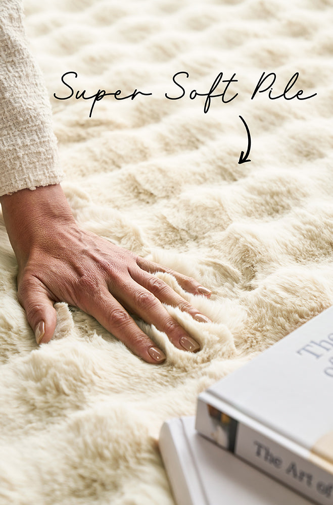 Bubble Natural Round Machine Washable Rug