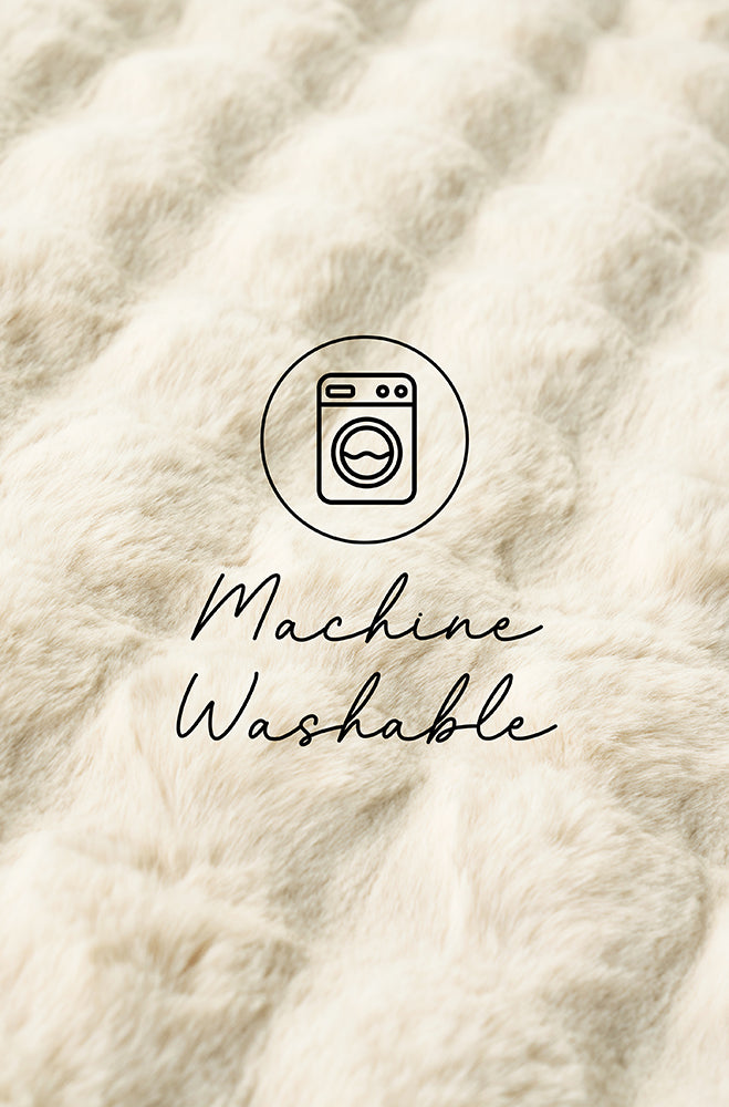 Bubble Natural Round Machine Washable Rug