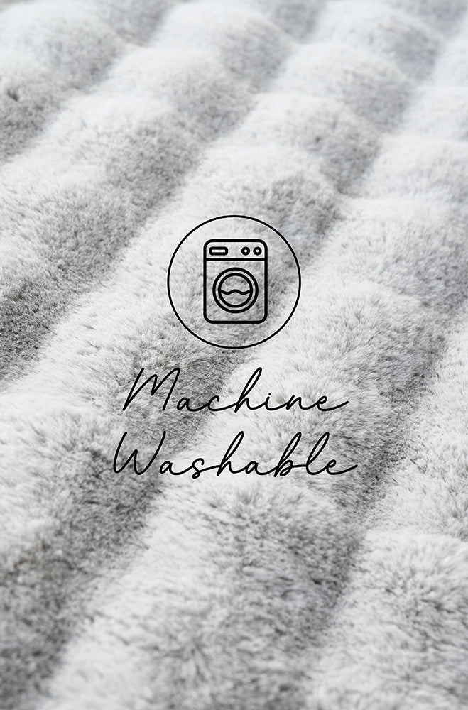 Bubble Silver Round Machine Washable Rug