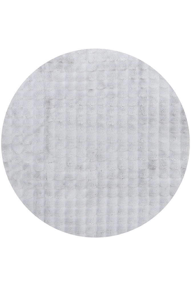 Bubble Silver Round Machine Washable Rug