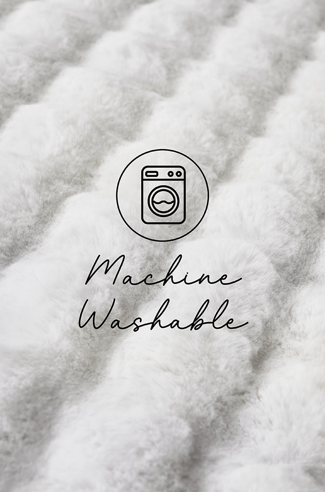 Bubble White Round Machine Washable Rug