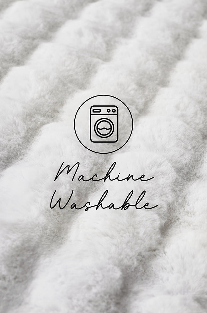 Bubble White Machine Washable Rug