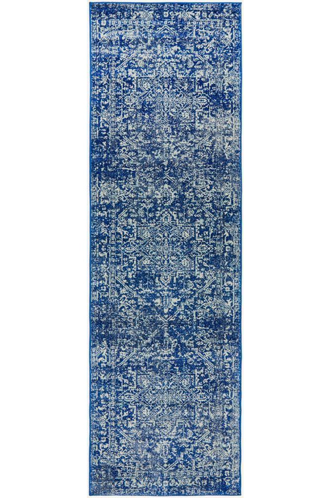 Evoke Contrast Navy Transitional Runner Rug